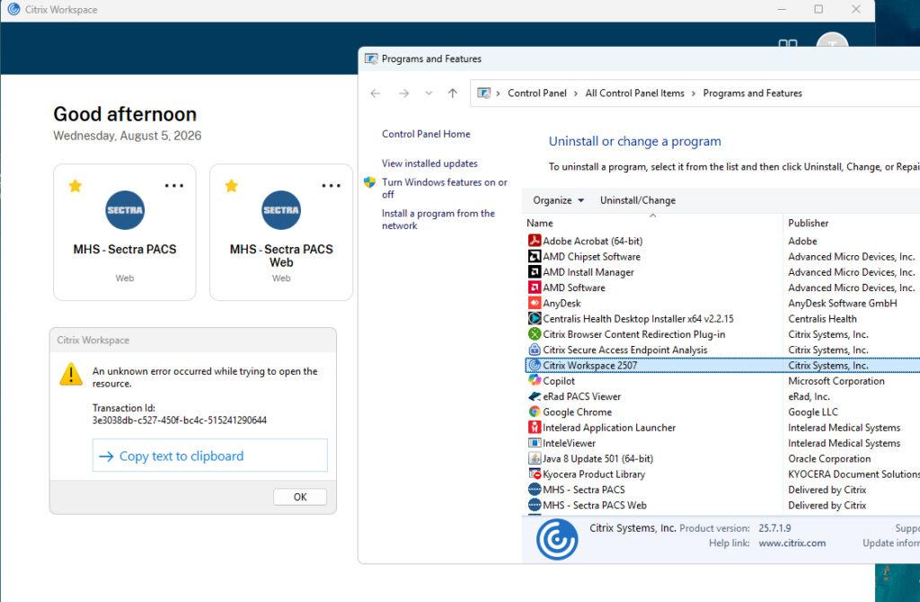 Citrix Workspace An Unknown error occurred while trying to open the resource - Fixed!
